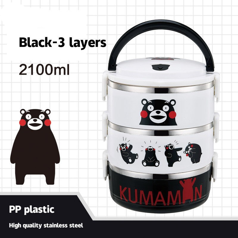 Hộp Đựng Thức Ăn Trưa Giữ Nhiệt Bằng Thép Không Gỉ Chống Rò Rỉ Hình Hello Kitty
