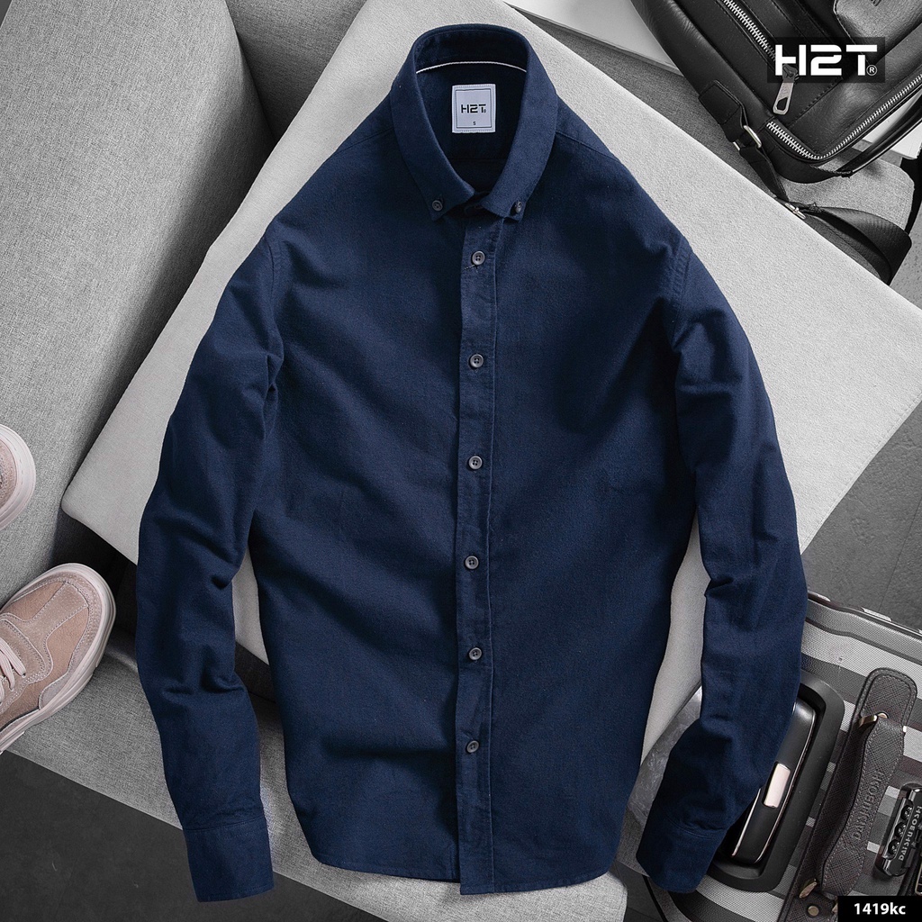 Áo Sơ Mi Nam Dài Tay H2T Kiểu Dáng Slim Fit, Chất liệu Modal Ít Nhăn, Bên Trong Cổ Áo Phối Viền Sọc Tinh Tế 1419 | BigBuy360 - bigbuy360.vn