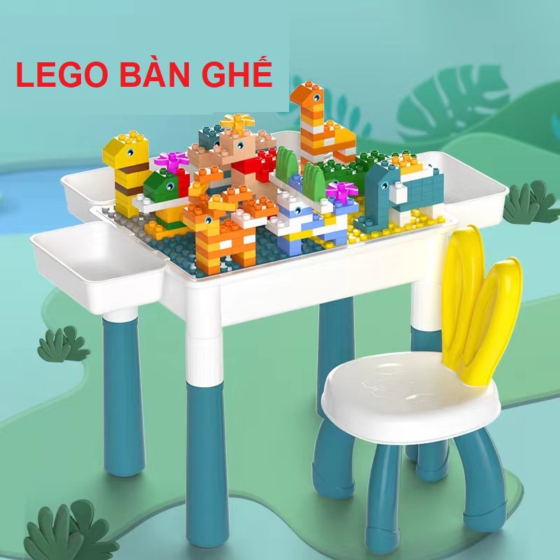 Bàn lego cho bé chơi xếp hình đa năng kiêm bàn học chất liệu nhựa an toàn phù hợp cho bé trai gái từ 2 3 4 5 tuổi