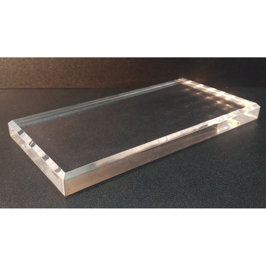 Khối đế mica trong suốt dày 15mm KT 20x10cm trưng bày sản phẩm mô hình