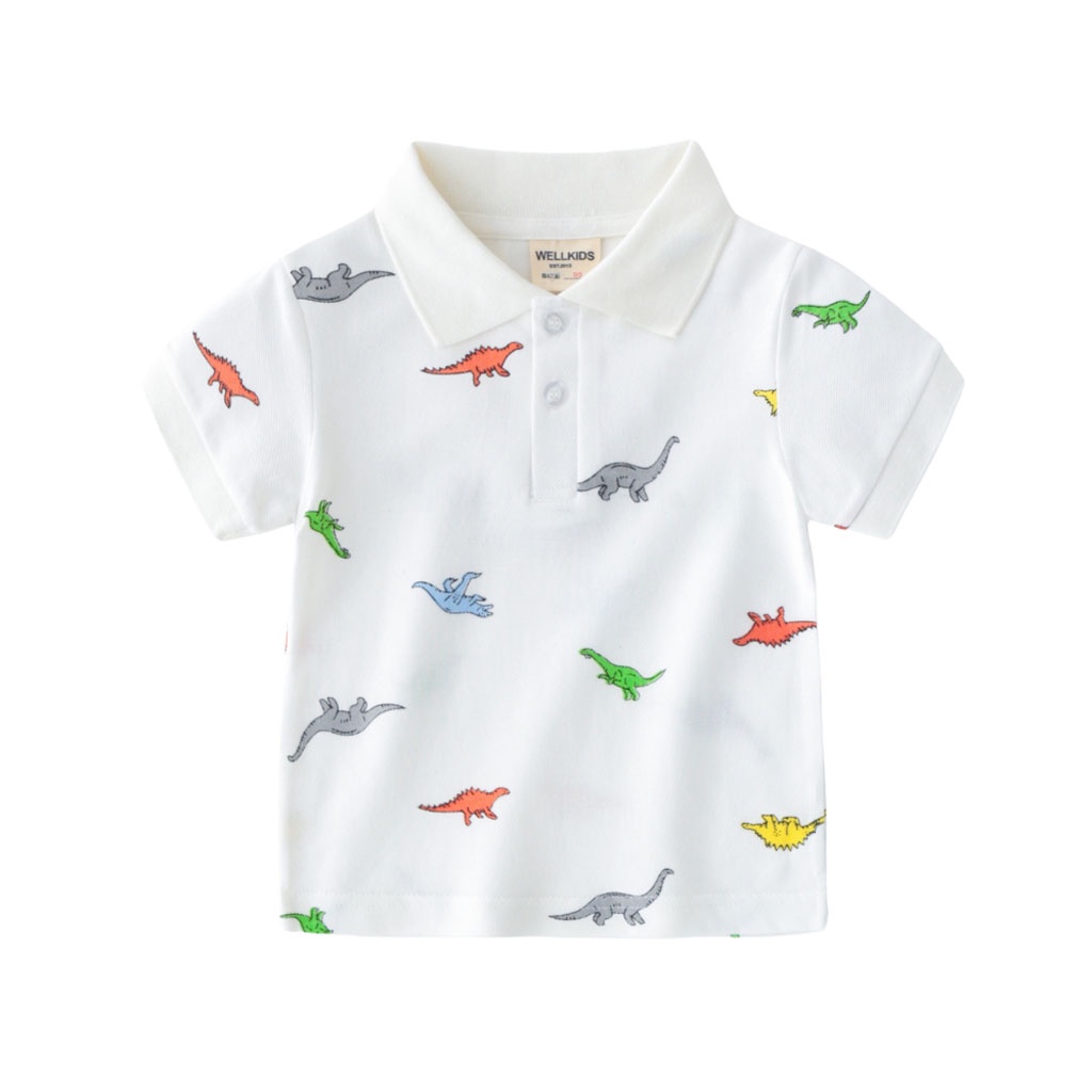 Áo Polo cho bé LILA KIDS, Áo bé trai in hình khủng long chất liệu cá xấu từ 10-25kg