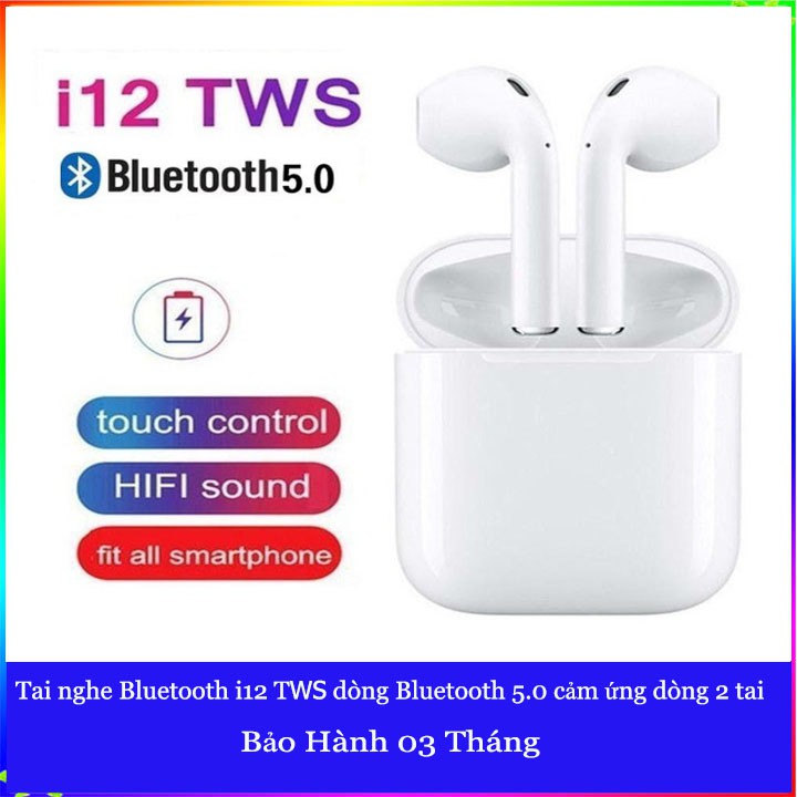 Tai nghe bluetooth Inpods i12 TWS điều khiển cảm biến-Tai nghe không dây âm thanh HIFI cho Android & IOS