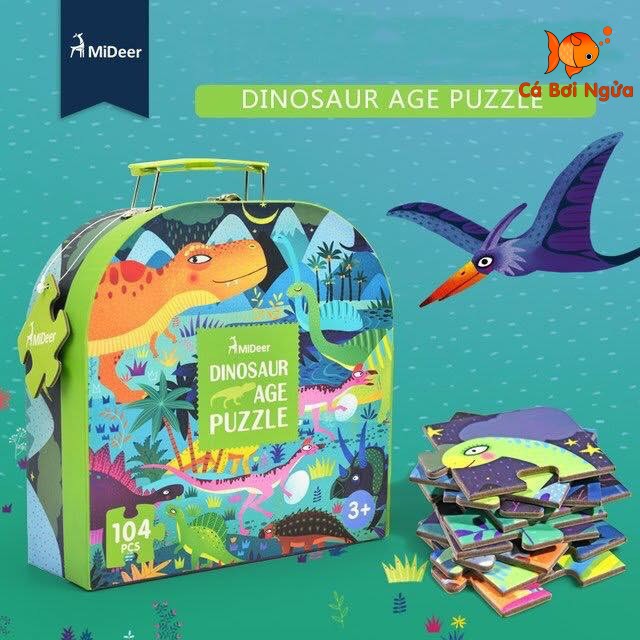 Đồ chơi xếp hình, Bộ xếp hình chính hãng 104 mảnh Vali Mideer - Thời đại khủng long - Dinosaur Age