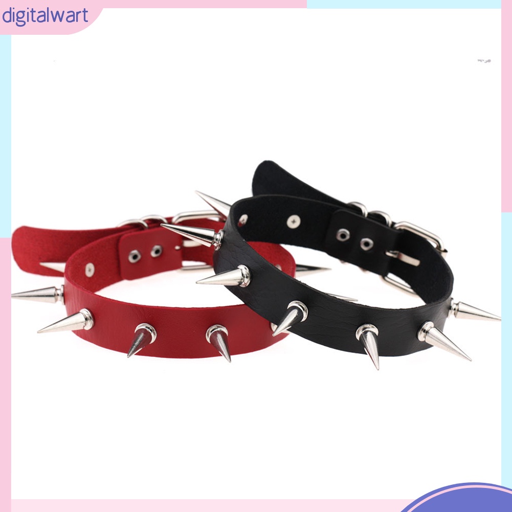 Vòng cổ choker da đính đinh tán cá tính nhiều màu sành điệu cho nữ