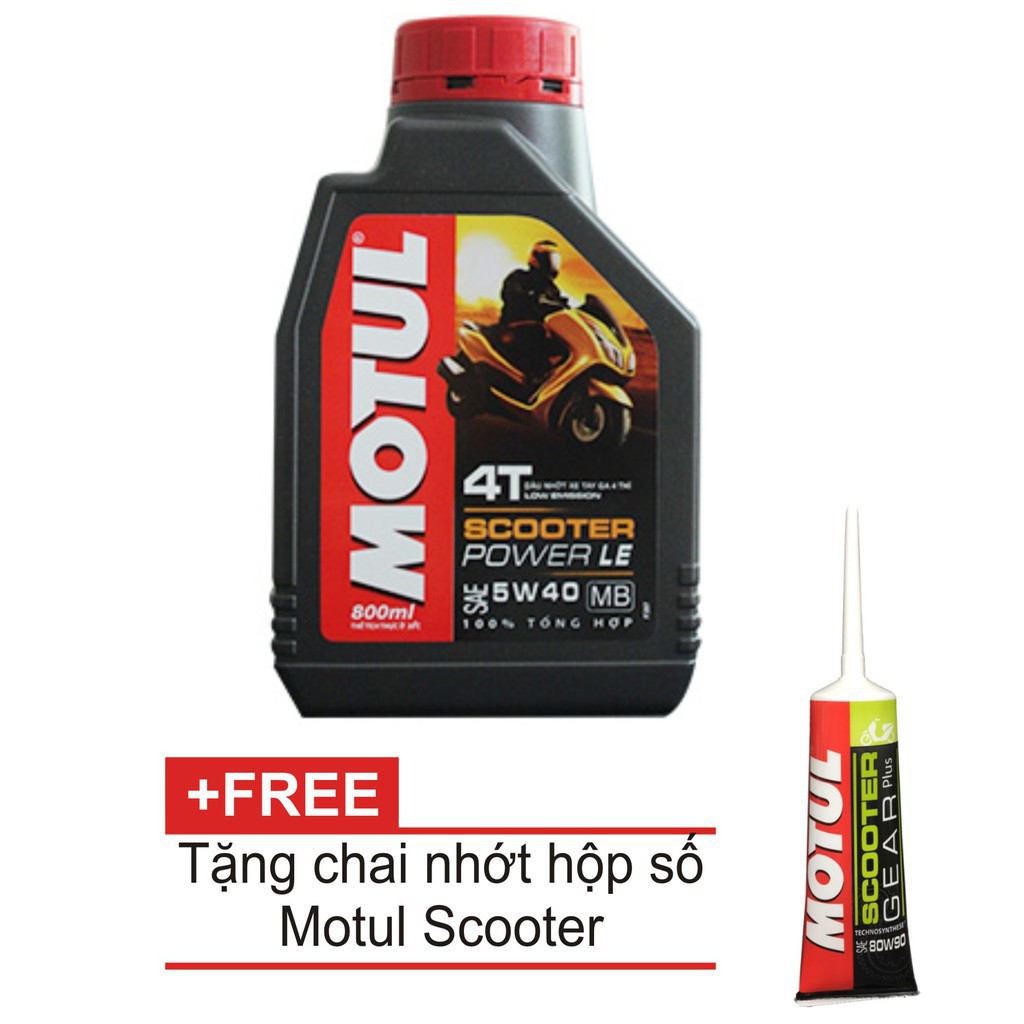 Nhớt Cao Cấp Cho Xe Tay Ga Đời Mới Motul Scooter Power LE 5W40 800ml Tặng Nhớt Hộp Số Motul Gear 80W90