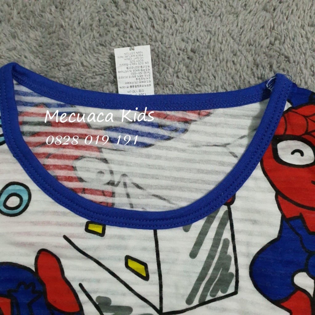 [140][9-10y] Bộ ngủ dài tay mặc nhà thu đông cotton giấy cho bé trai siêu nhân Marvel người nhện xuất Hàn dư xịn