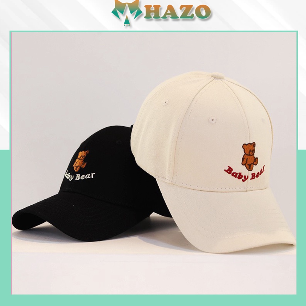 Mũ Lưỡi Trai Nón Kết Nhung Cao Cấp Thêu Baby Bear 451 Phong Cách Ulzzang Form Unisex Nam Nữ - Hazo