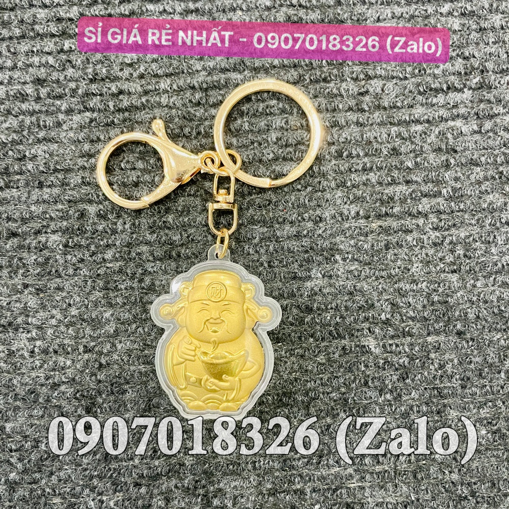 Sỉ 10 Cái Móc khóa Thần Tài Khai Lộc 24k May Mắn Phong Thủy ngày vía thần tài