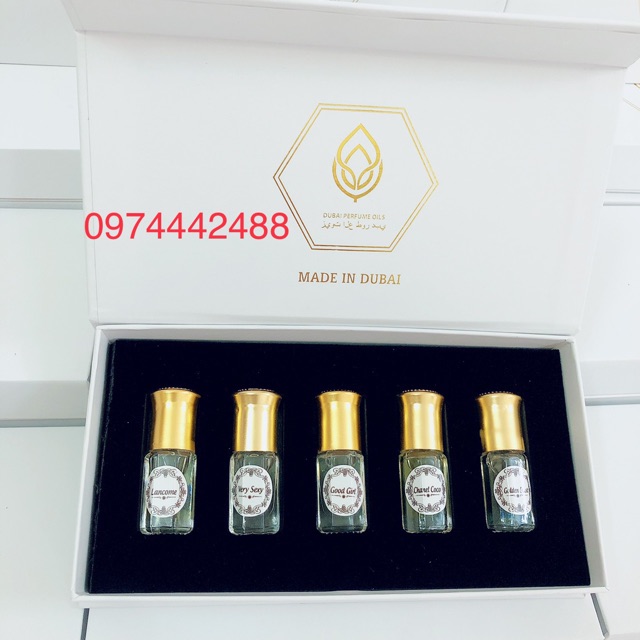 (HÀNG CHUẨN )Set lăn tinh dầu nước hoa nhập khẩu Dubai | Thế Giới Skin Care