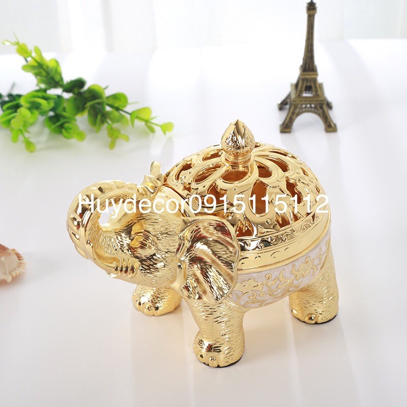 Lư xông trầm hương hình voi phong thuỷ
