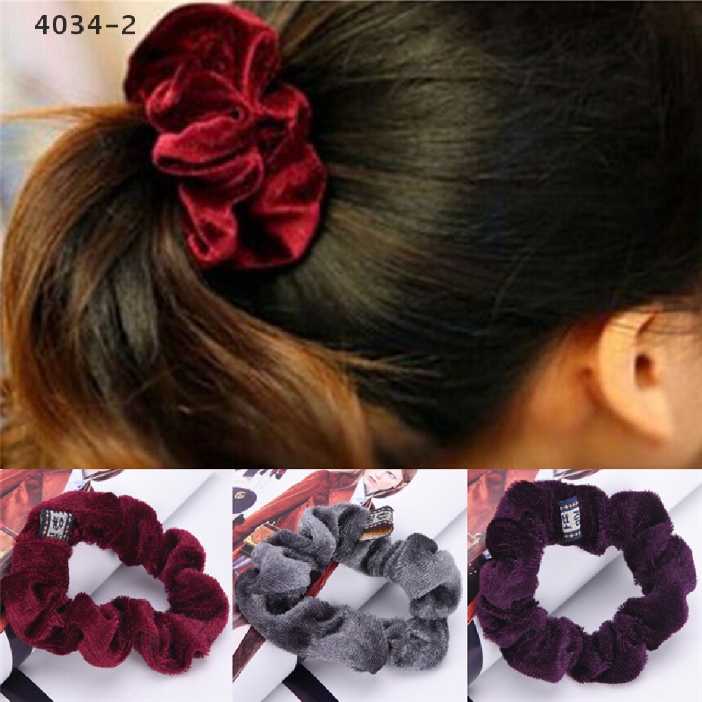 4034-2 Dây Buộc Tóc Đuôi Ngựa Bằng Nhung Co Giãn Dành Cho Nữ