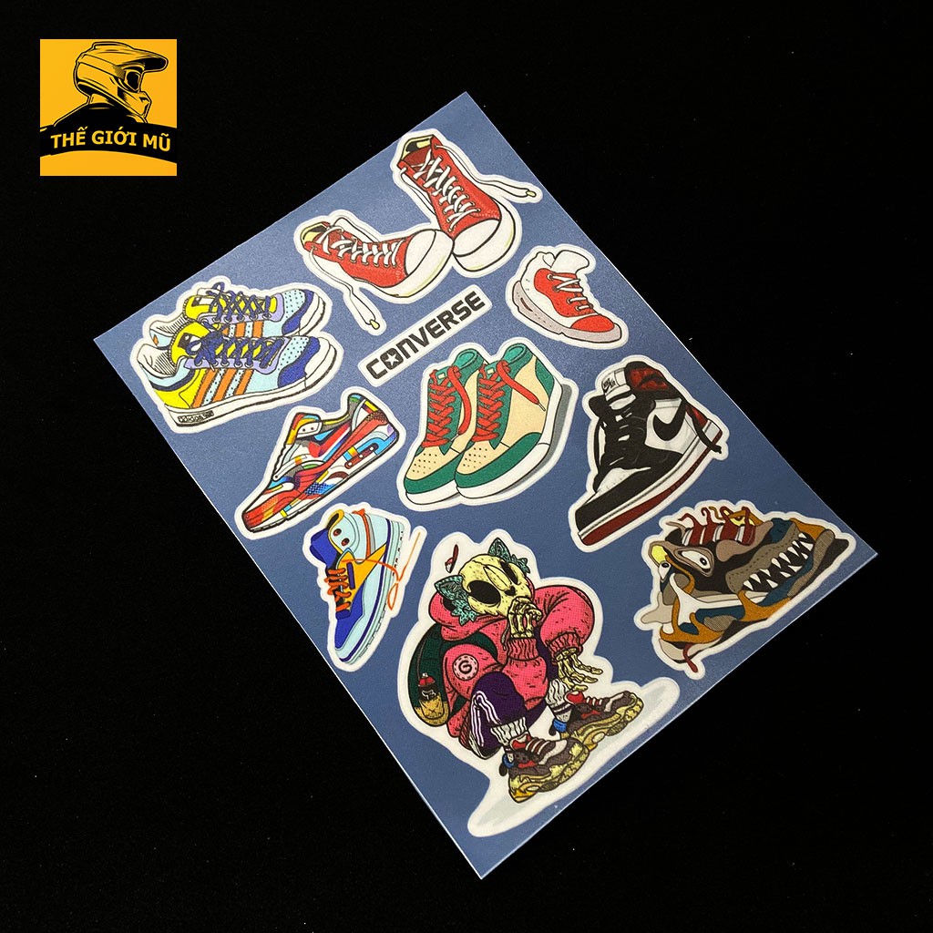 Combo Sticker Giày Sneaker dán mũ bảo hiểm, vali, laptop, sách, xe máy A7