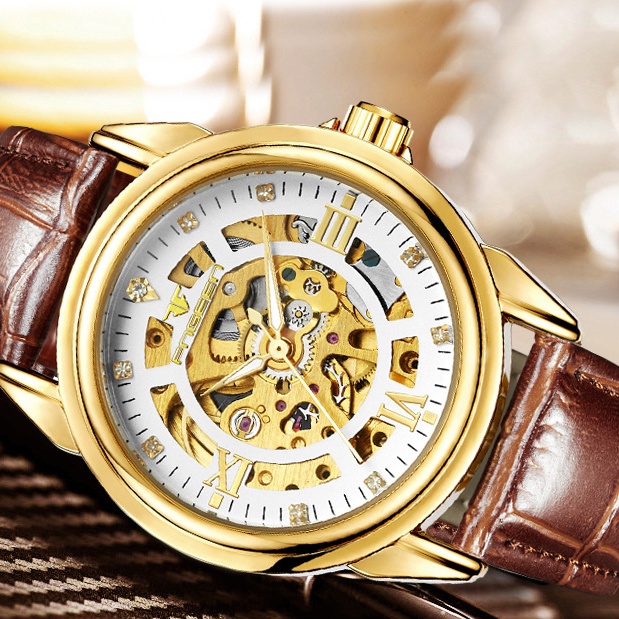 Đồng hồ nam FNGEEN, đồng hồ cơ kính Sapphire chống xước, viền thép dây cao su mền cực bền - OneTime