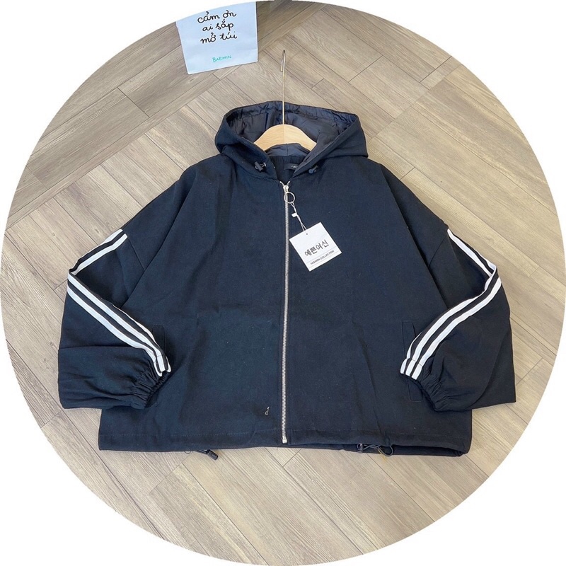 Áo khoác da lộn phối sọc bigsize hình thật