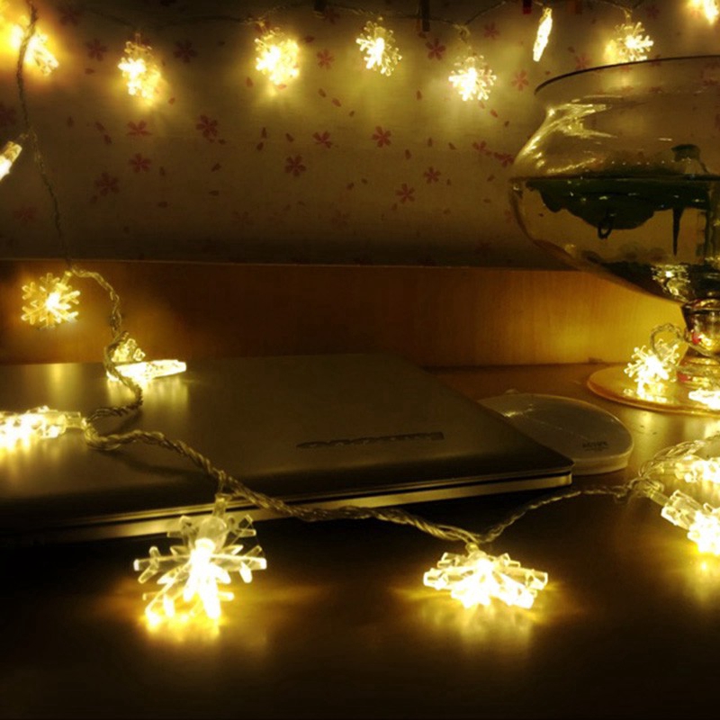 Dây 100 đèn LED dài 10m hình bông tuyết nhiều màu trang trí giáng sinh
