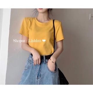Áo thun trơn cotton basic cổ tròn Áo thun trơn form rộng