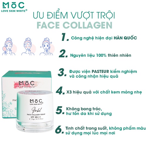 Kem dưỡng trắng, tái tạo và chống lão hóa da Collagen Mộc Love Skin White 20g