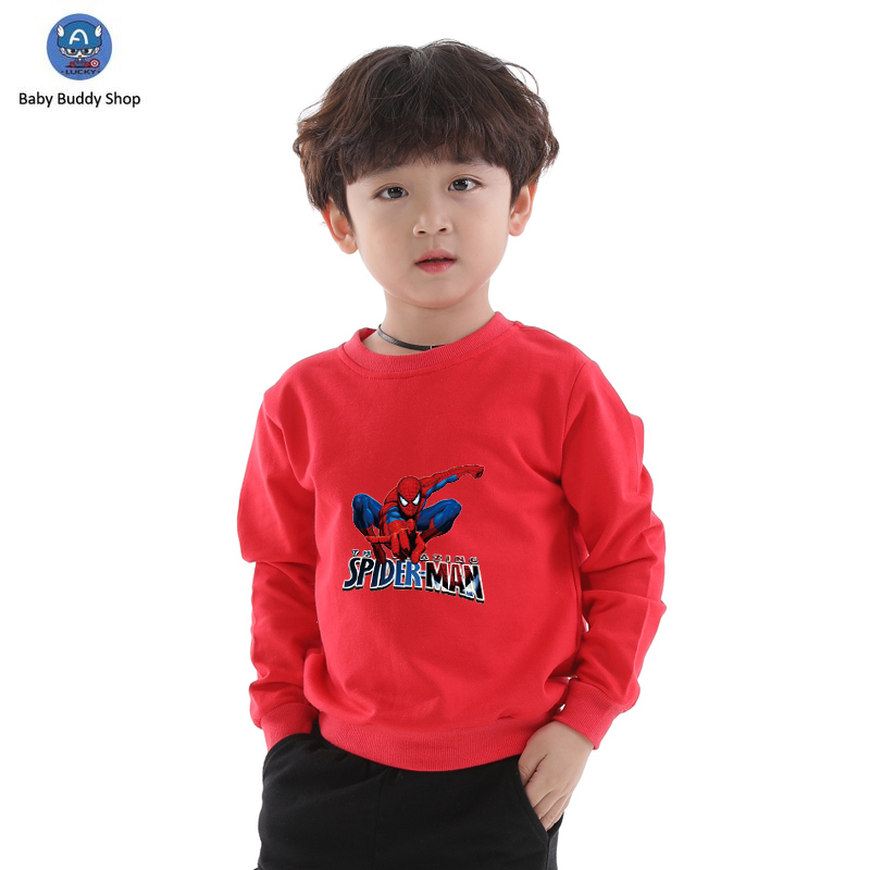 Áo sweater tay dài in hình người nhện 10 màu lựa chọn dành cho bé