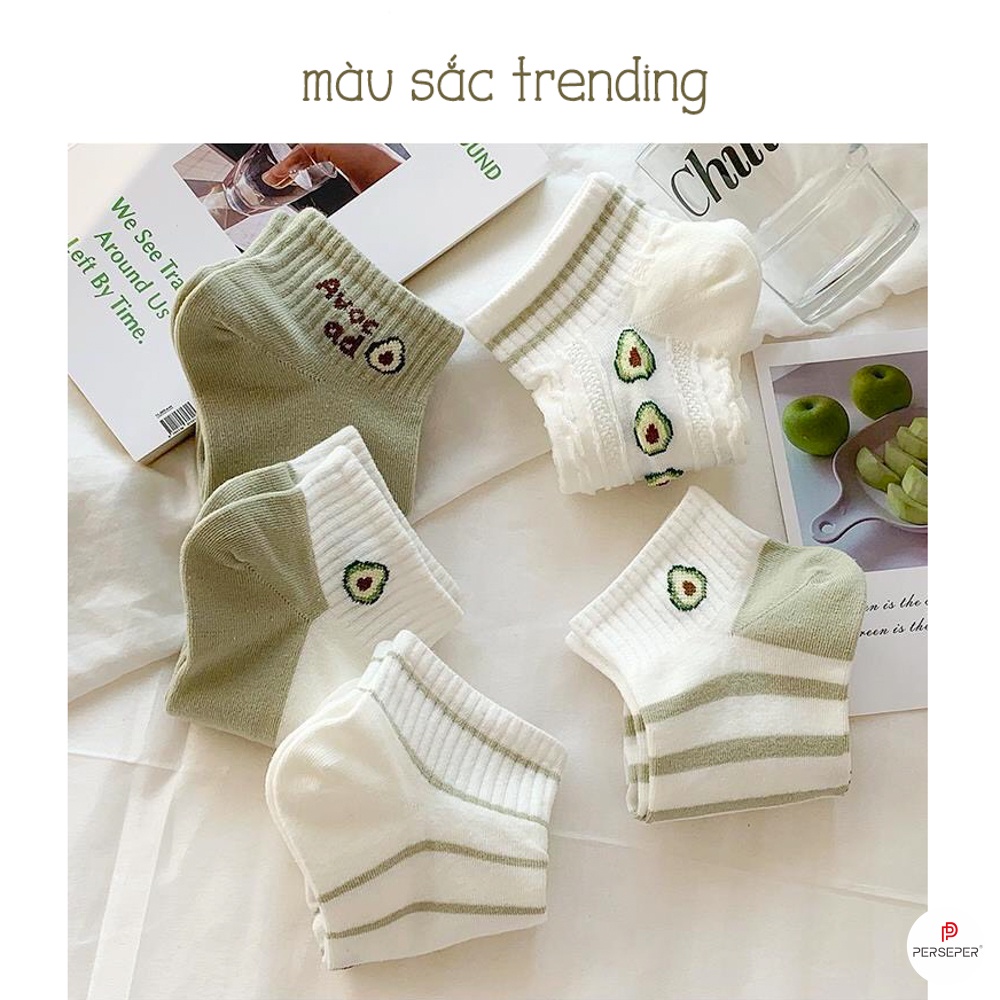 Tất cổ ngắn nữ kiểu dáng hiện đại, set vớ nữ 5 đôi khác nhau dễ phối đồ - Cherry Shop