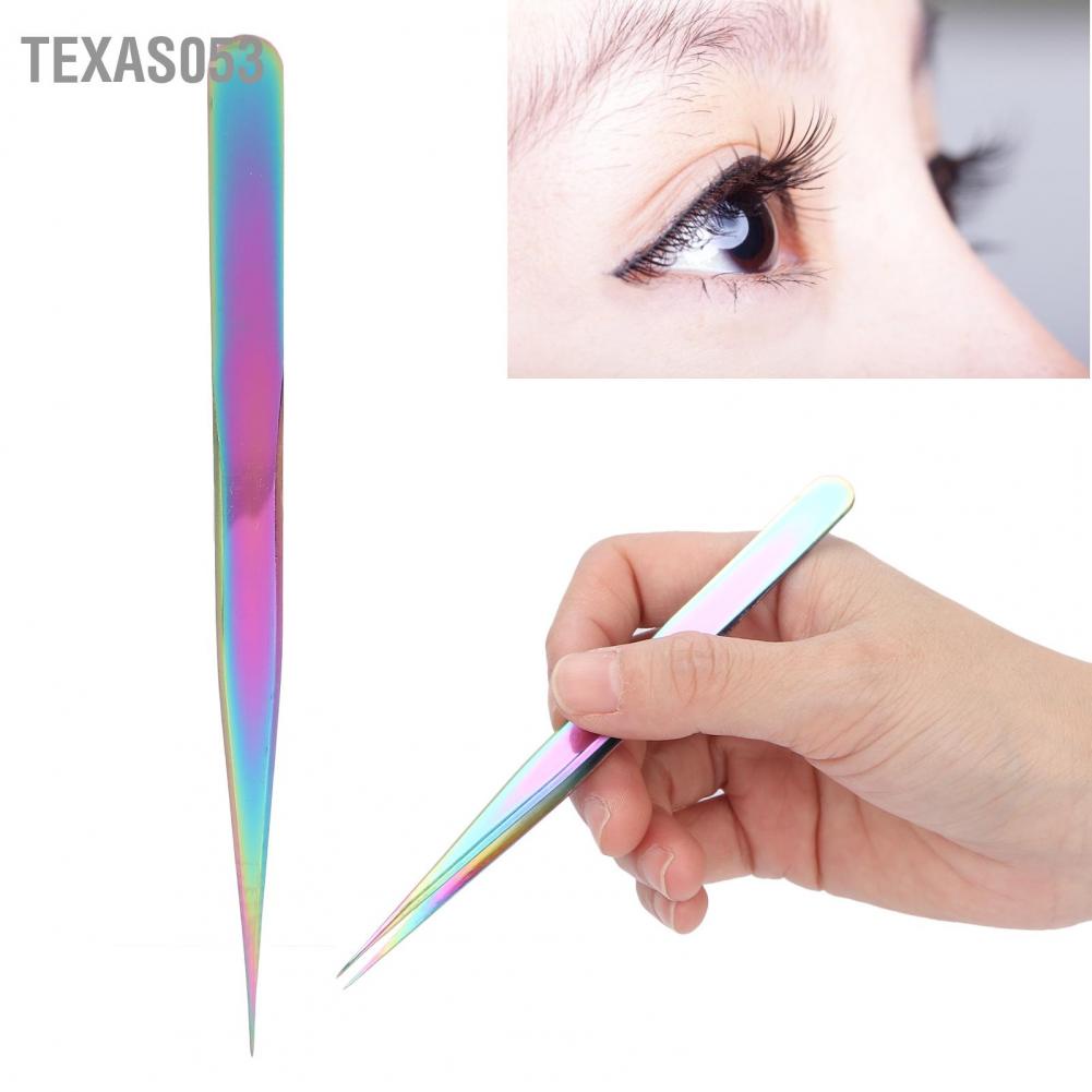 Texas053 Nhíp vẽ móng tay thẳng chuyên nghiệp nối dài lông mi bằng thép không gỉ