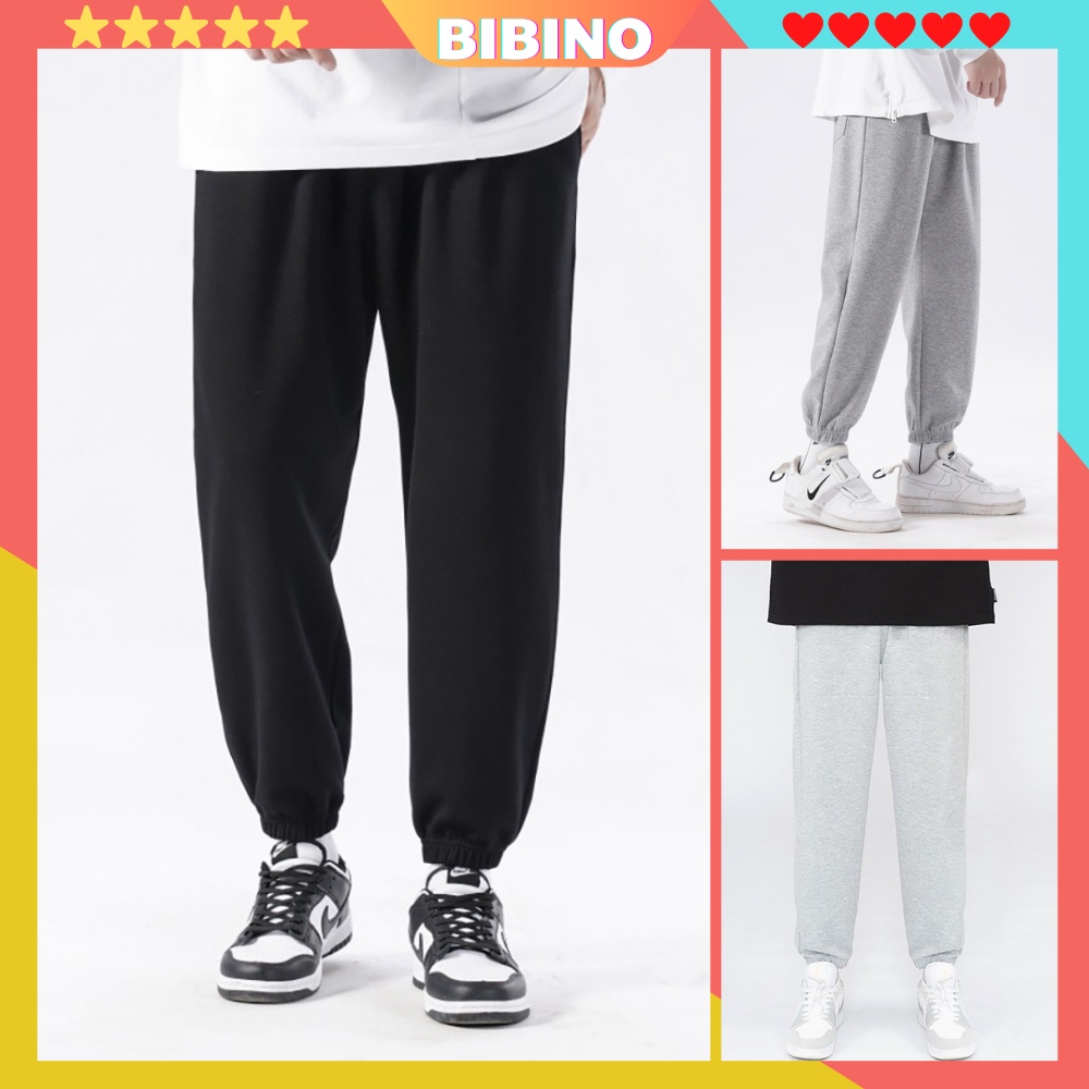 Quần jogger nam nữ ống rộng unisex bo gấu cao cấp BIBINO Quần nỉ nam nữ ống rộng basic bo gấu trẻ trung form rộng