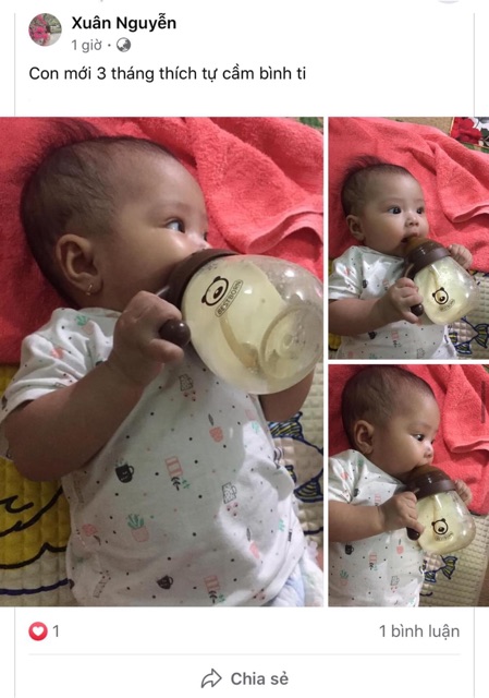 Bình sữa tập ti cho bé Bestborn cho bé bú mọi tư thế dù ngồi nằm, đi, đứng - bình 180ml/270ml