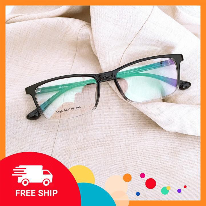 [Gía siêu rẻ] Gọng kính vuông màu đen 81089 3180 đã đeo là XINH -Nhận Cắt Mắt-Tặng kèm hộp+khăn+Chai nước lau kính