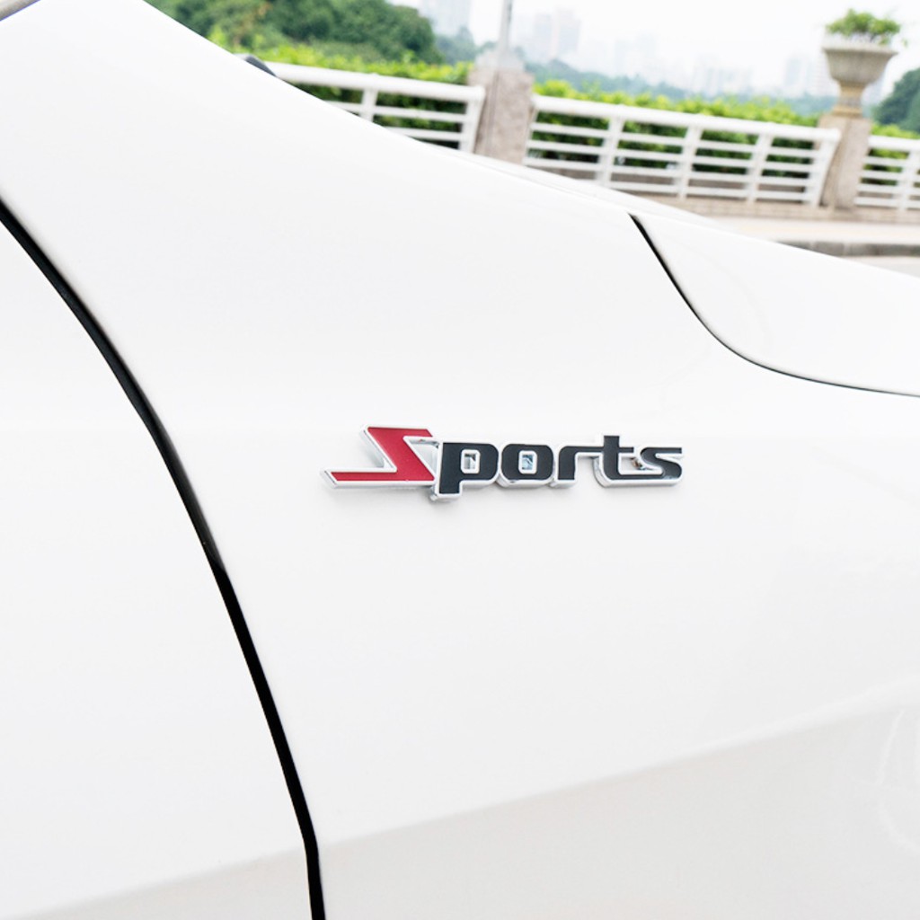 Tem Dán Xe Ô Tô Decal Sticker Dán Xe 3D Kim Loại Chữ "Sports" - Trang Trí Xe Hơi [Hàng Loại Tốt]