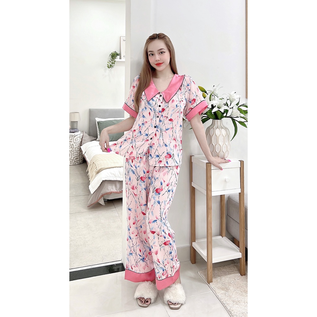 Bộ pijama dài tay ngắn lụa cao cấp