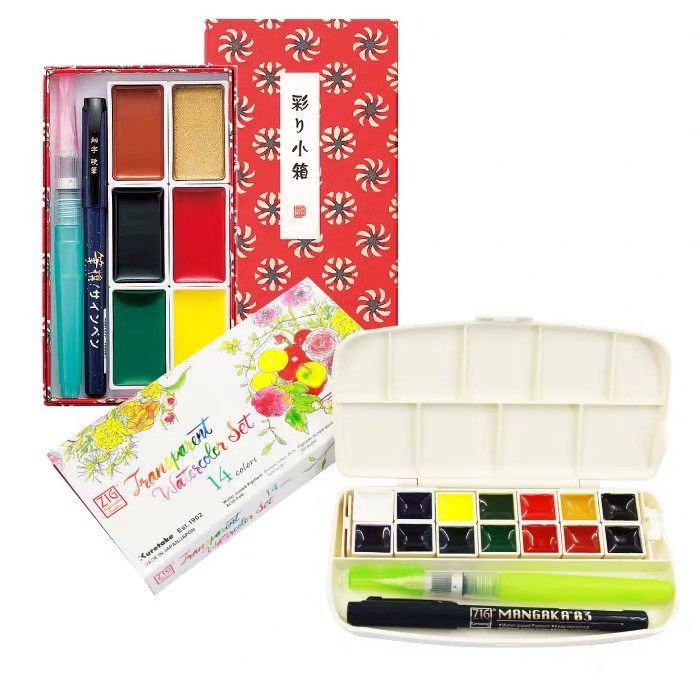 Màu nước Kuretake Irodori Kobako Gansai Tambi watercolour set 6 màu