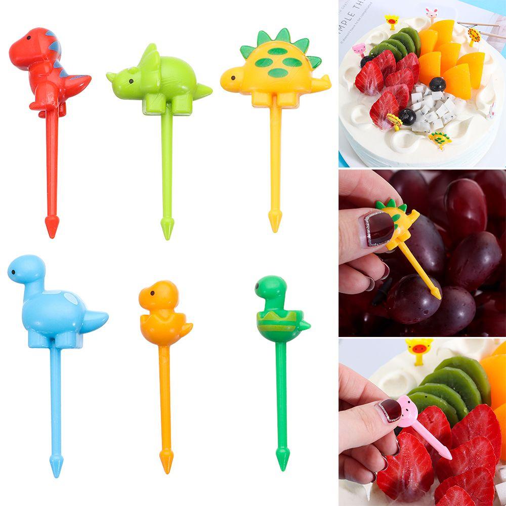Set 6 / 10 Nĩa Ăn Trái Cây Hình Khủng Long Ngộ Nghĩnh Có Thể Tái Sử Dụng