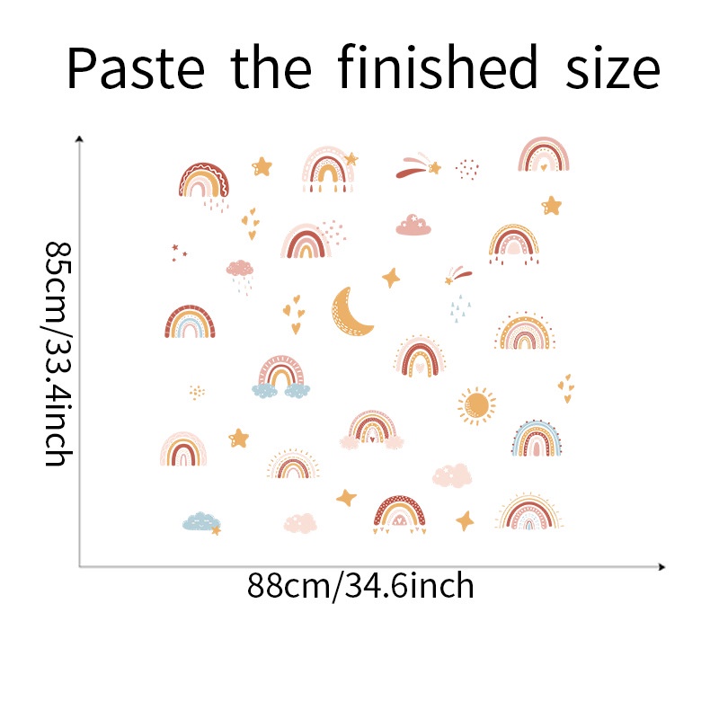 Giấy Dán Tường Họa Tiết Hoạt Hình Cầu Vồng/Mặt Trăng/Ngôi Sao Xinh Xắn