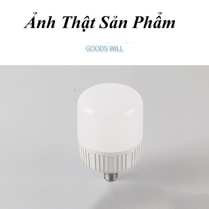 Bóng đèn led buld trụ tròn 50w siêu sáng tiết kiệm điện, chuôi xoắn E27 ánh sáng trắng