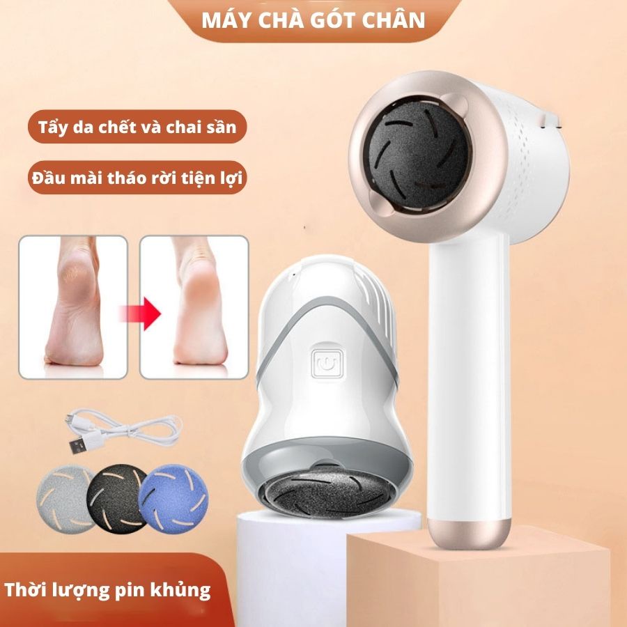 Máy chà gót chân tẩy tế bào chết, máy mài gót chân loại bỏ vết chai chân 3 đầu mài cho các da chân khác nhau