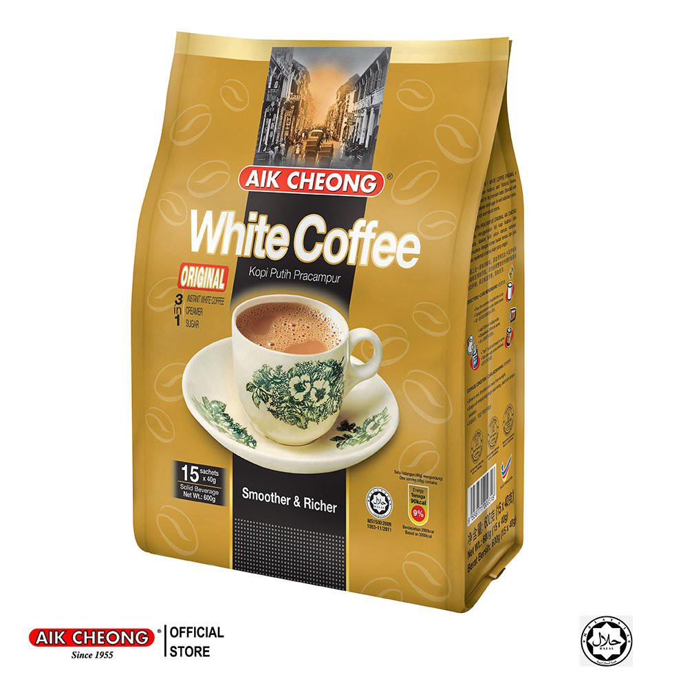 [Chính hãng] ✅ Cà Phê Trắng Truyền Thống 3 Trong 1 Aik Cheong (15 Gói x 40g)- nhập khẩu từ Malaysia