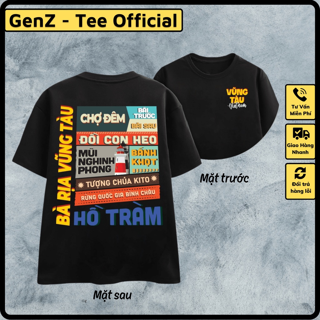 Áo Thun Local Brand Tỉnh Vũng Tàu, Áo 63 Tỉnh Thành Nam Nữ Form Rộng Unisex Genz Cá Tính