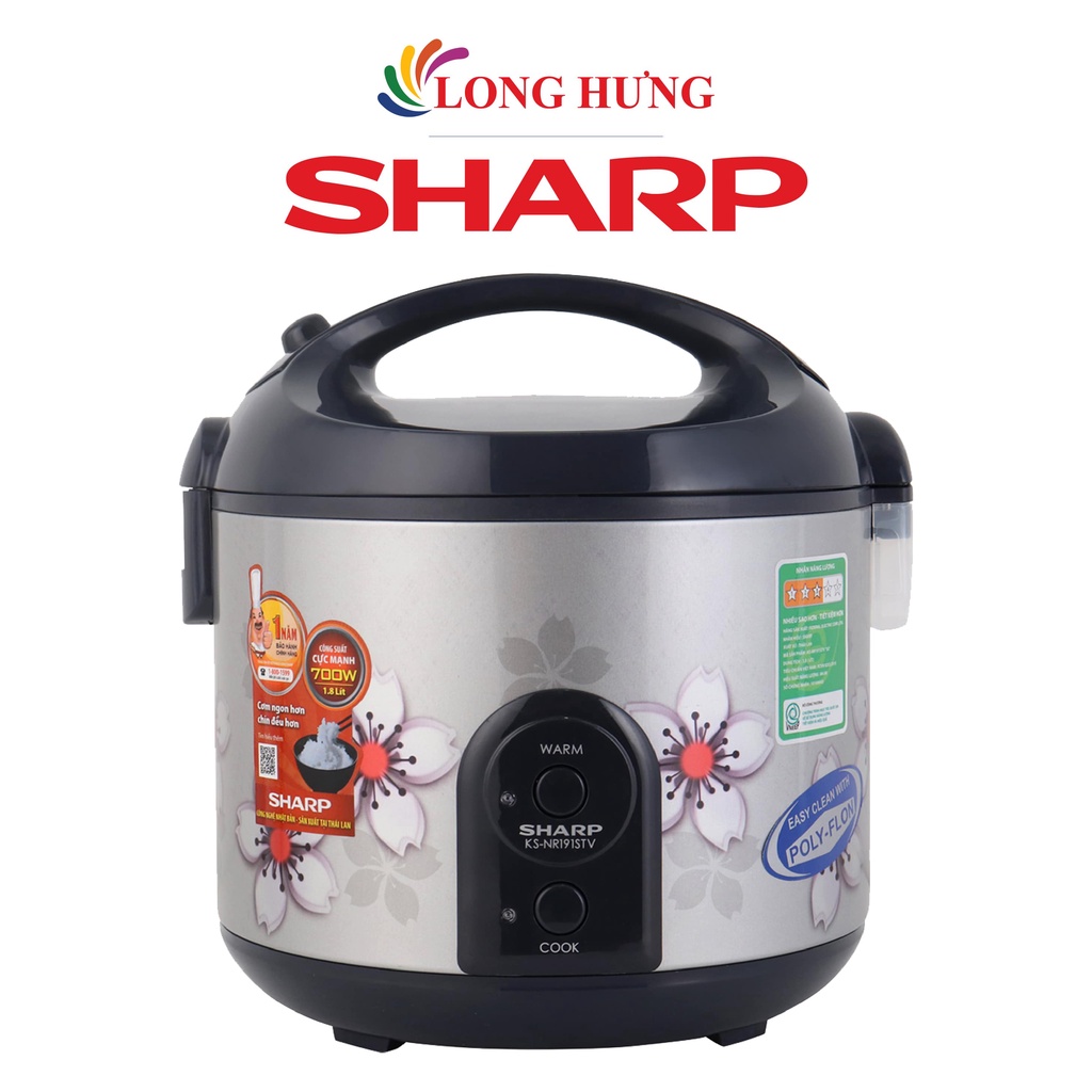 Nồi cơm điện nắp gài Sharp 1.8 lít KS-NR191STV&quot;SS&quot;/2.2 lít KS-R231STV&quot;SS&quot; - Hàng chính hãng