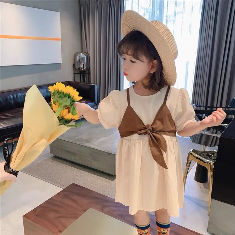 Đầm Công Chúa Tay Phồng Giả Hai Mảnh Thời Trang Mùa Hè Mới Cho Bé Gái 8s09