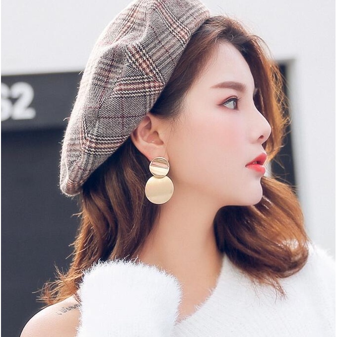 📛 RẺ VÔ ĐỊCH 📛 BÔNG TAI KIM LOẠI BẢN LỚN HAI MÀU VÀNG VÀ TRẮNG SANG CHẢNH CHO NỮ