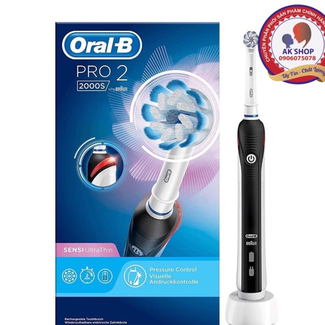 Bàn chải điện oral-b Pro 2 2000s hàng chính hãng made in Germany