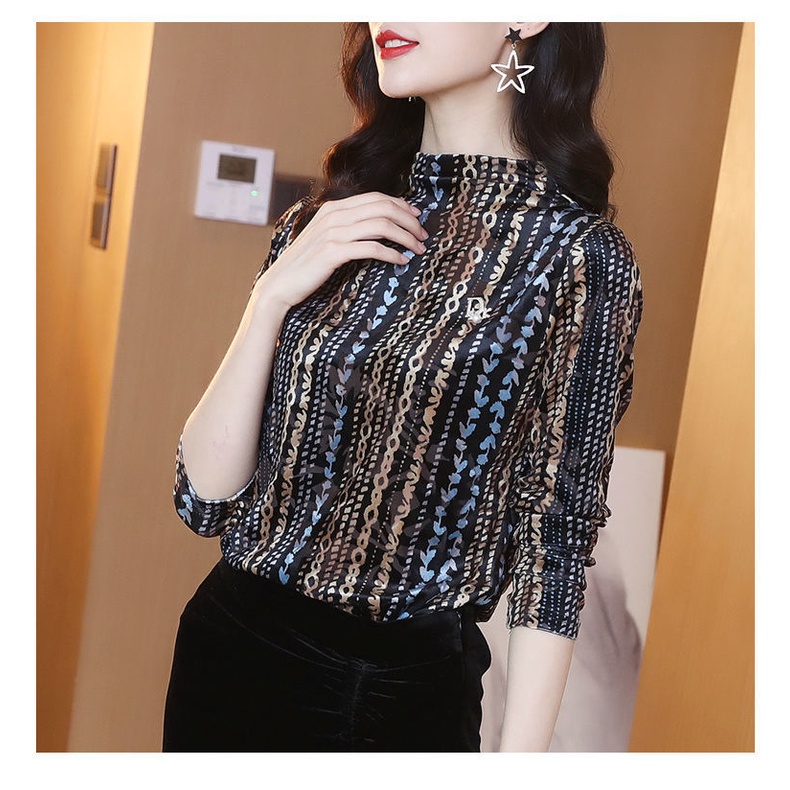 Áo Thun Dài Tay In Họa Tiết Thời Trang Mùa Thu Mới Cho Phụ Nữ Trung Niên