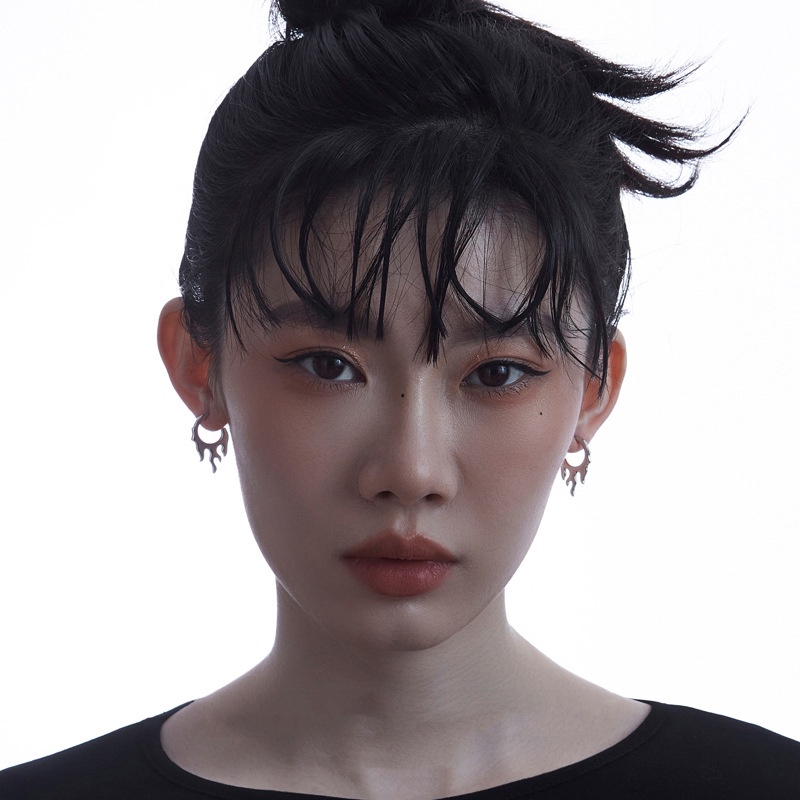 1 Đôi Bông Tai Hình Ngọn Lửa Bằng Đồng Sáng Tạo / Bạc Thời Trang