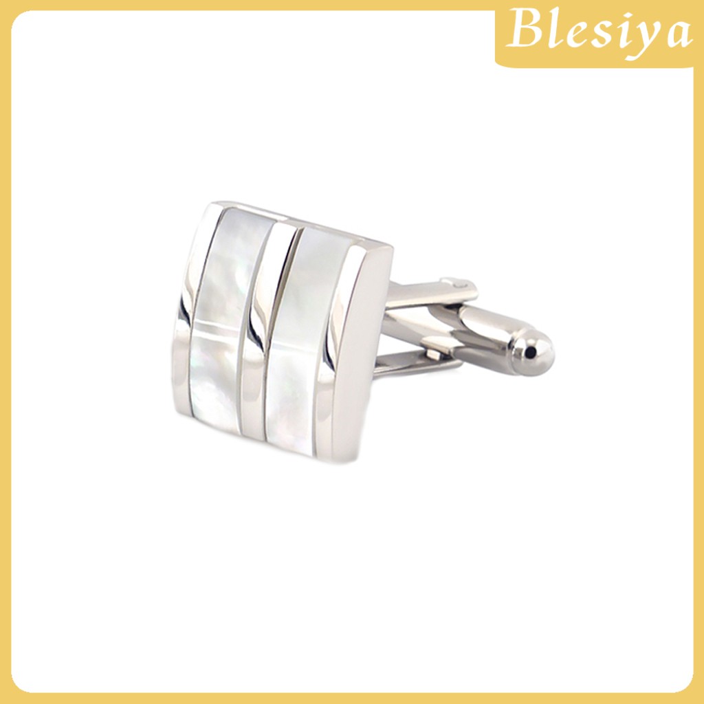 [Blesiya] Khuy Măng Sét Trắng Hình Chữ Nhật Thời Trang Cho Nam