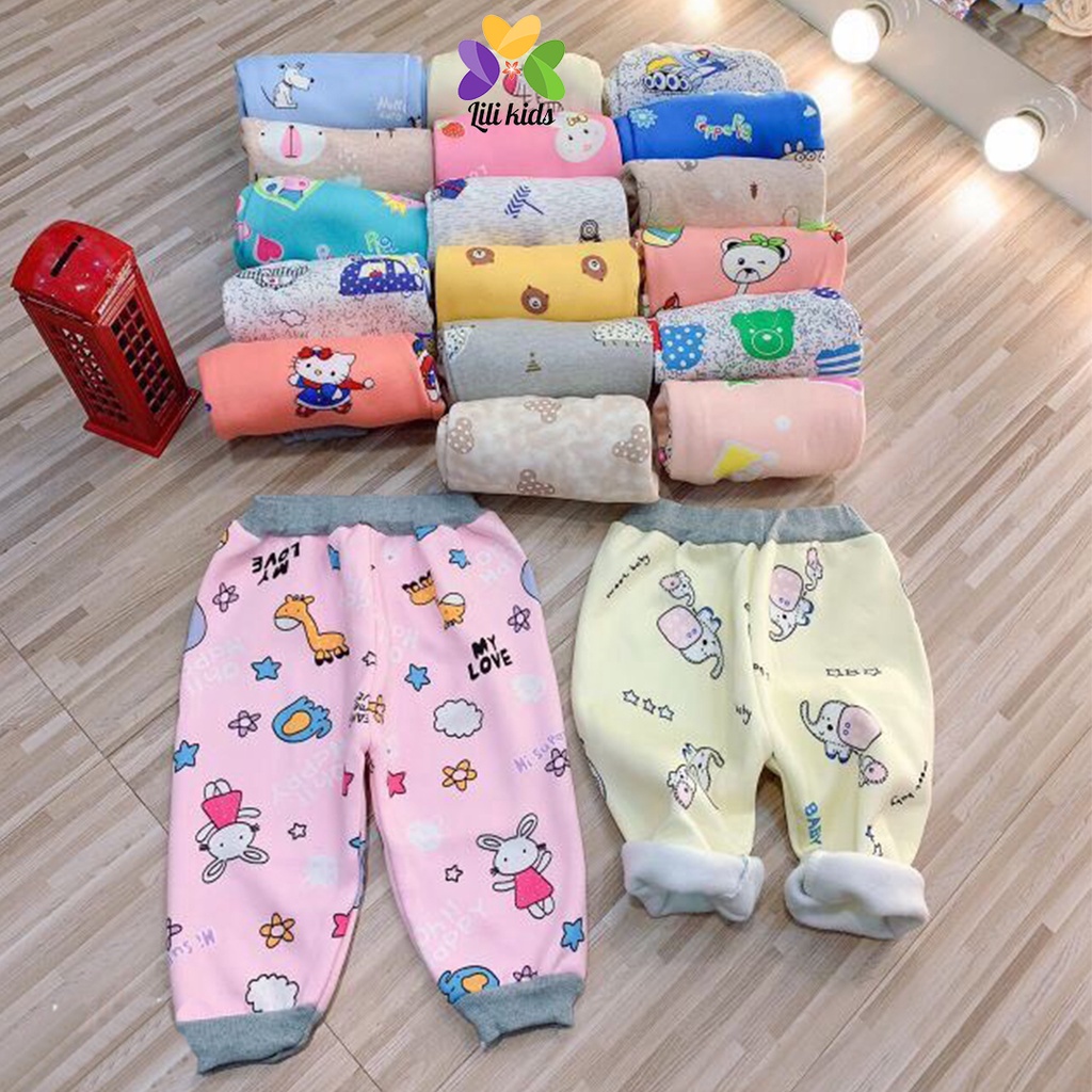 quần nỉ cho bé trai bé gái quần chục nỉ bé trai họa tiết chất dài dặn cho bé lili.kids QCD06