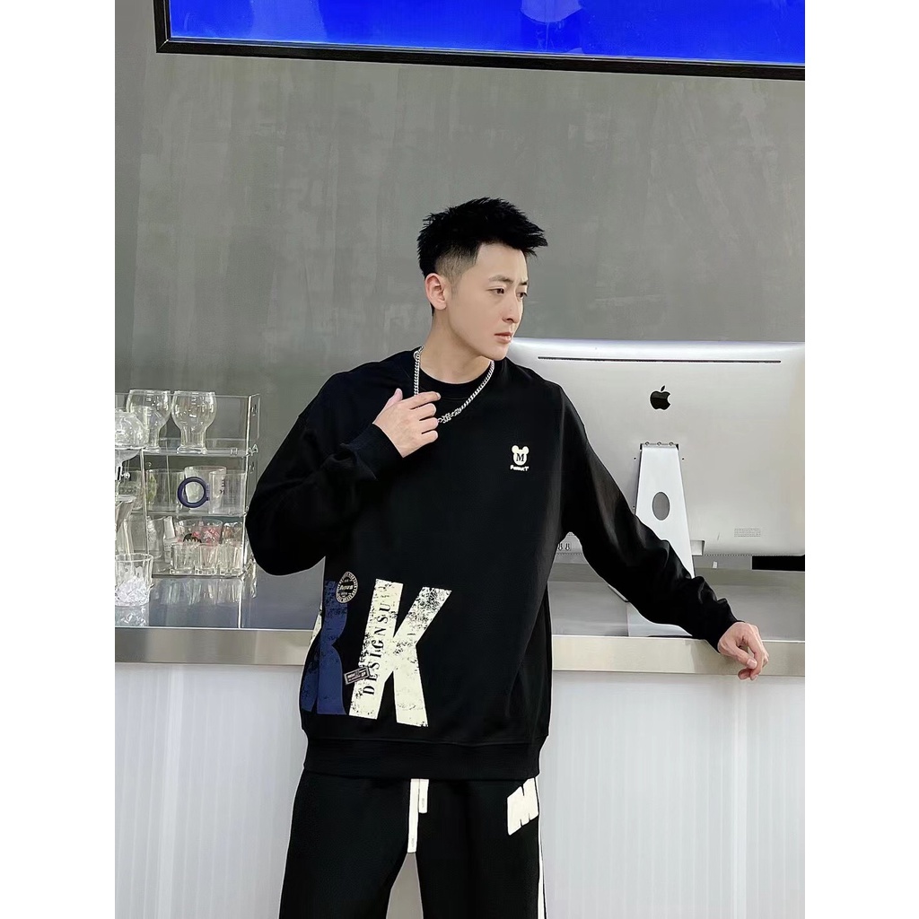 Áo Sweater WORK Tay Dài Cổ Tròn Dáng Rộng Phong Cách Hàn Quốc, Áo nỉ Unisex dễ phối đồ cho nam nữ.