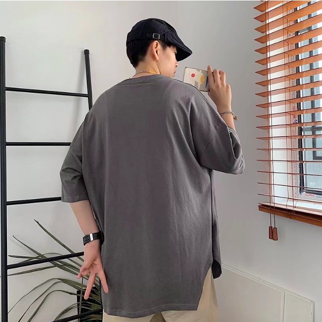 Áo Thun Tay Ngắn Cổ Tròn Xẻ Tà Thời Trang Dành Cho Nam