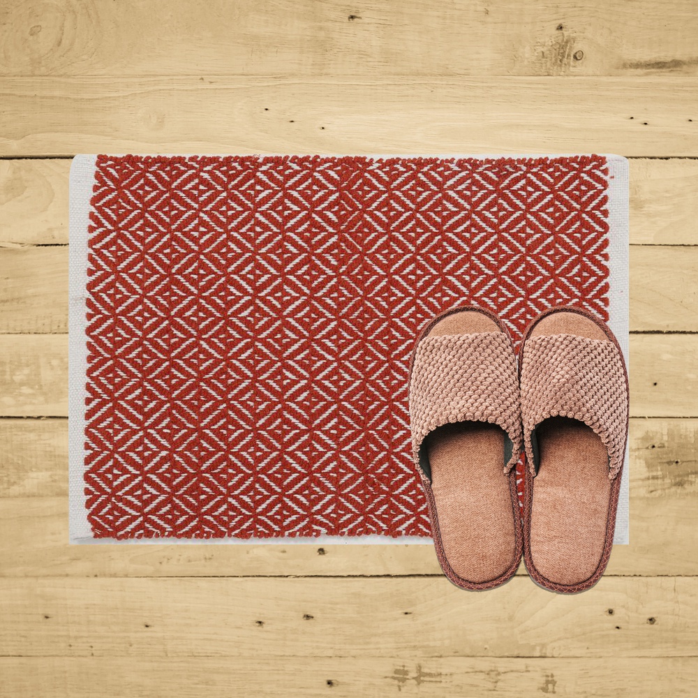 HomeBase HLS Thảm trải sàn bằng cotton có lớp chống trượt SS-VIGGA W45XH70xD1cm màu cam