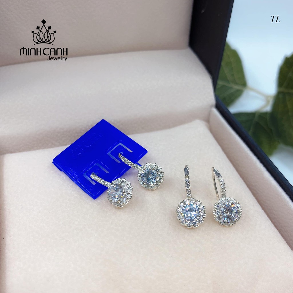 Bông Tai Bạc Nữ Minh Canh Jewelry Đính Đá Móc Treo