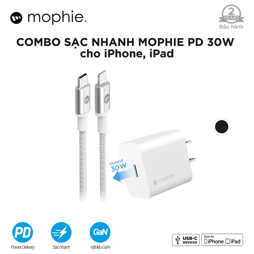 Combo sạc nhanh MOPHIE PD 18W/20W, 30W (công nghệ GaN) cho ip/tablet táo