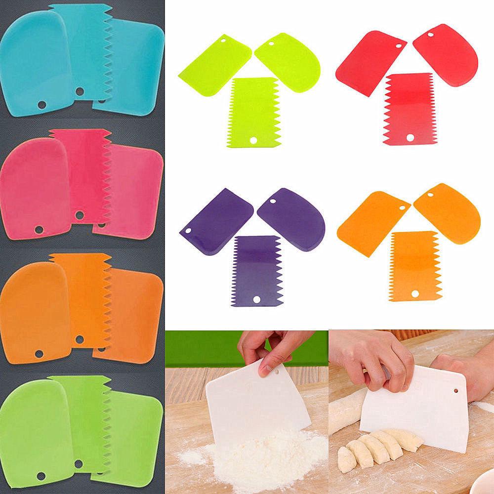 3pcs Set Plastic Dough Icing Fondant Scraper Cake